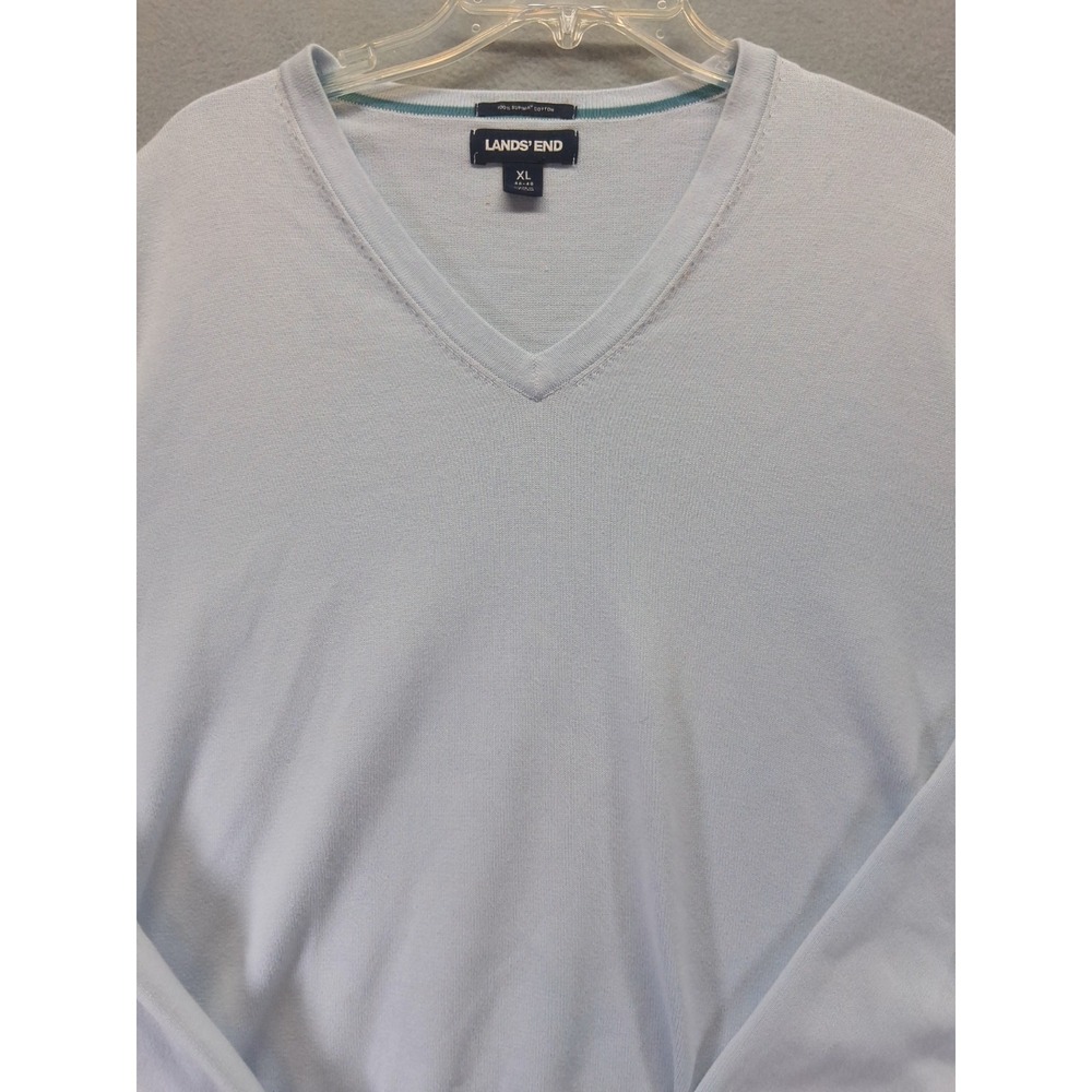 Lands' End Men's 100% Supima  Cotton Pullover Sweater,‎ Baby Blue, Size XL